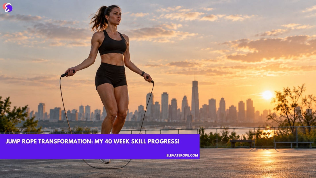 Athlete jump ropes at sunset during a 40-week jump rope transformation journey.