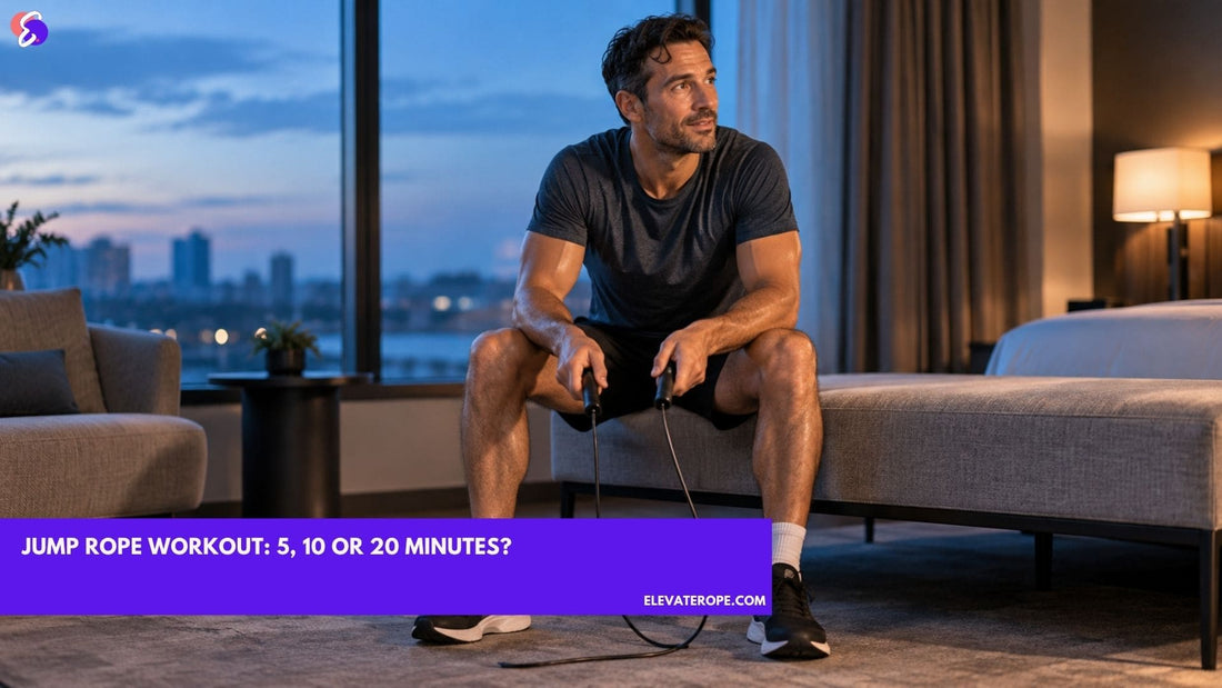 Man resting after a short jump rope workout with the rope held loosely between his hands.