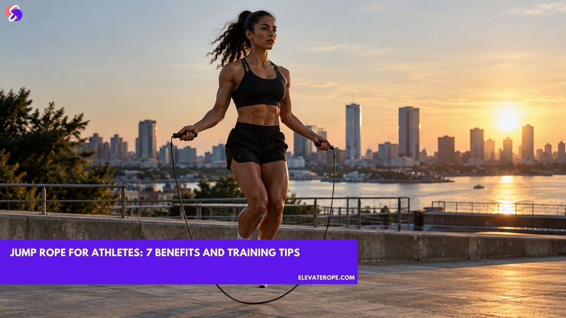 Athletic woman practising jump rope for athletes during an outdoor workout at sunset.