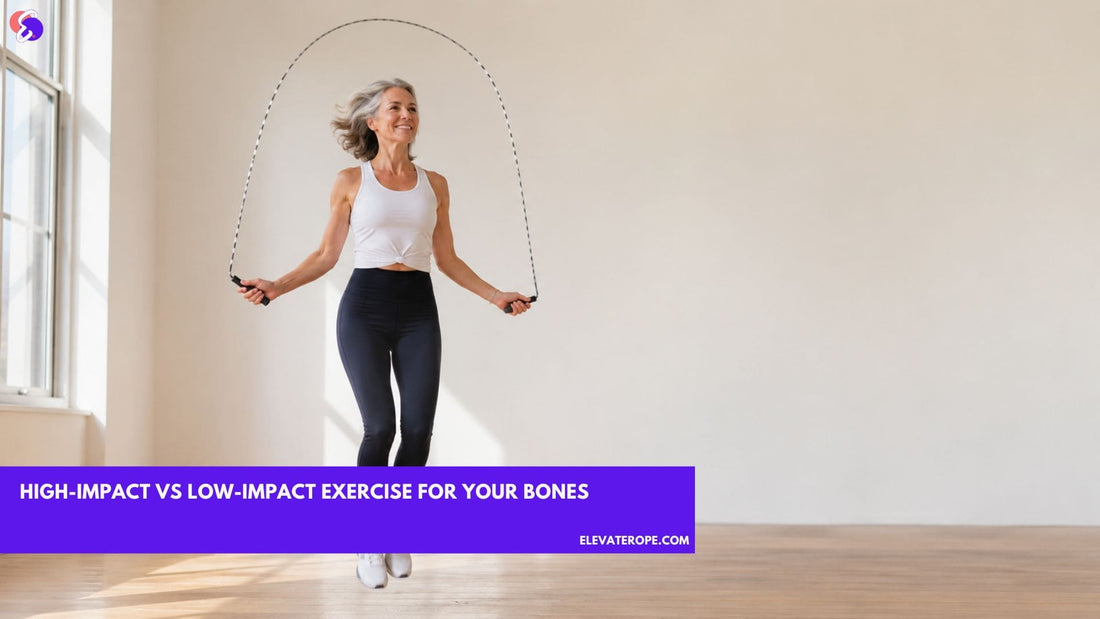 Confident woman over 50 jumping rope, on high vs low impact exercise for bone health