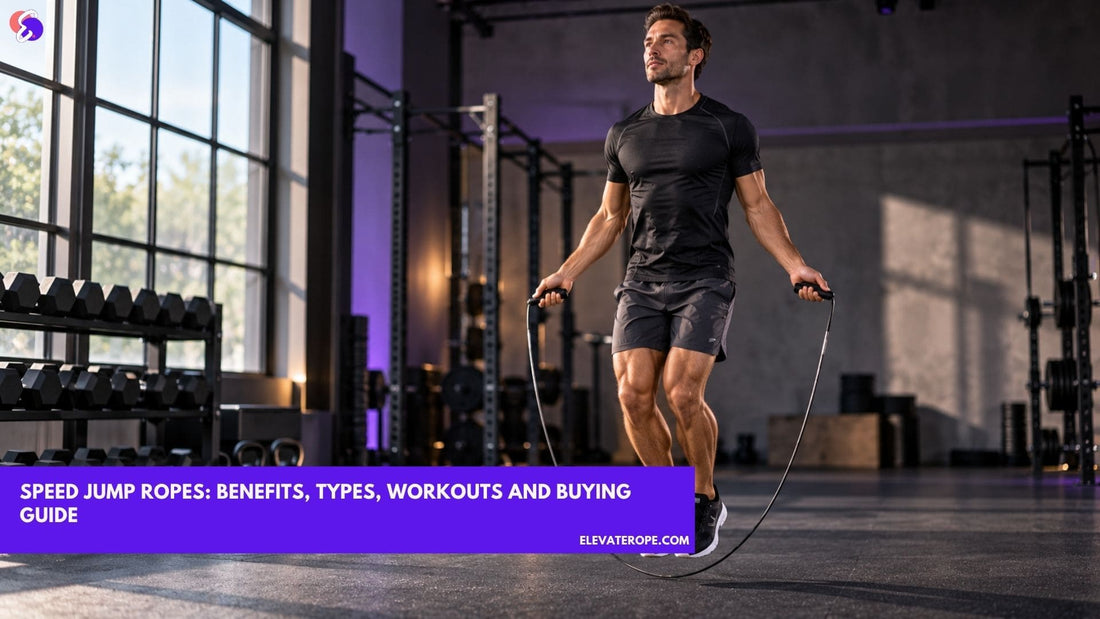 Athlete using a speed jump rope during cardio training in a modern gym