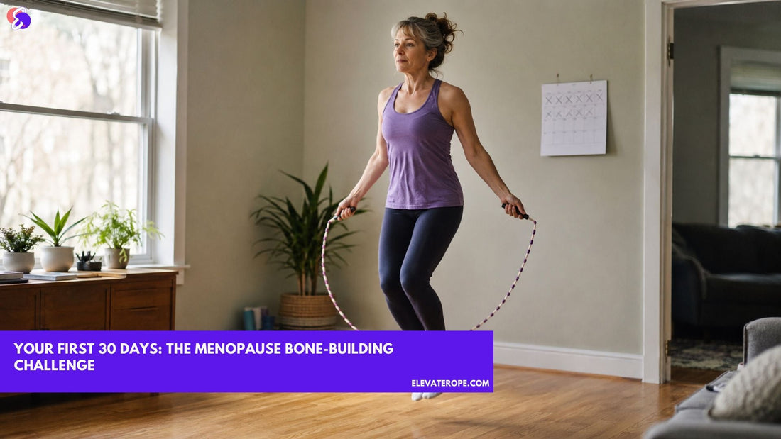 Woman over 50 doing her daily jump rope challenge at home