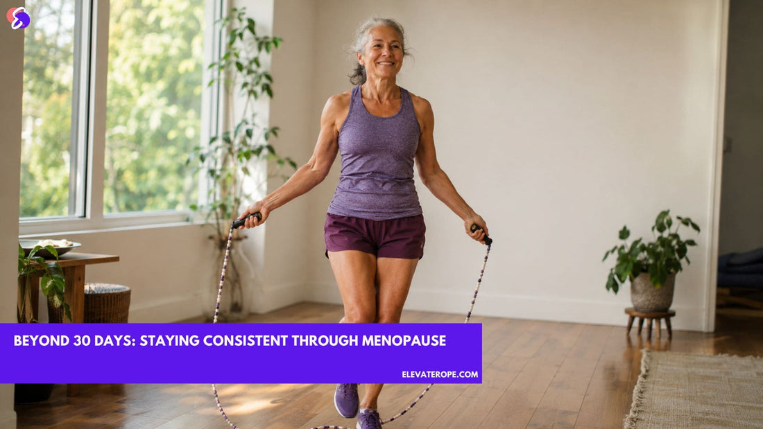 Experienced woman over 50 keeping a steady jump rope habit at home