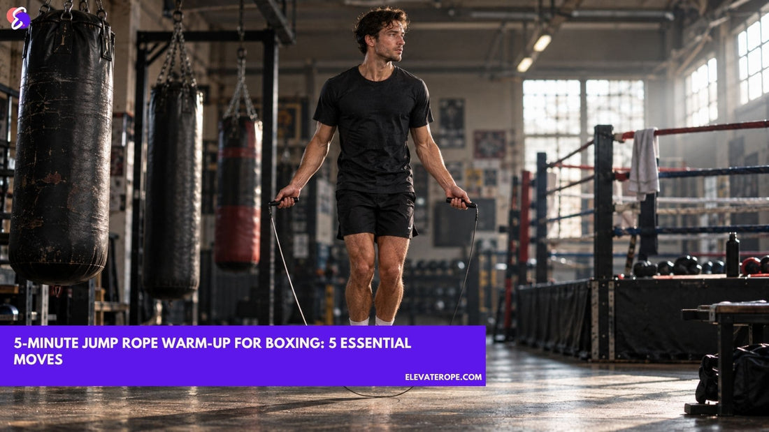 Boxer practising a jump rope warm-up in a boxing gym with an Elevate Rope beaded jump rope.