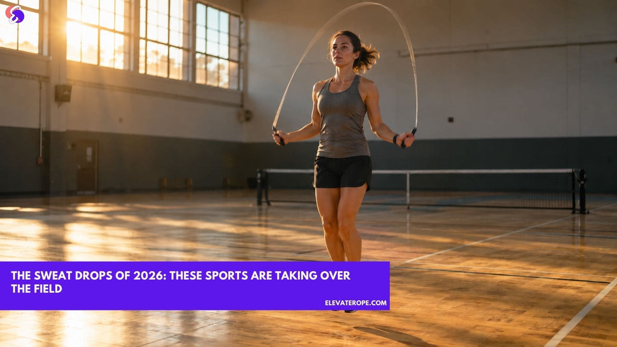 Athlete skipping with a jump rope in a sports hall, illustrating the fitness trends of 2026