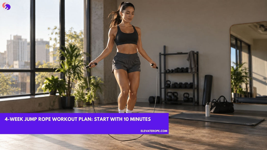 Woman performing a beginner jump rope workout in a modern home training studio
