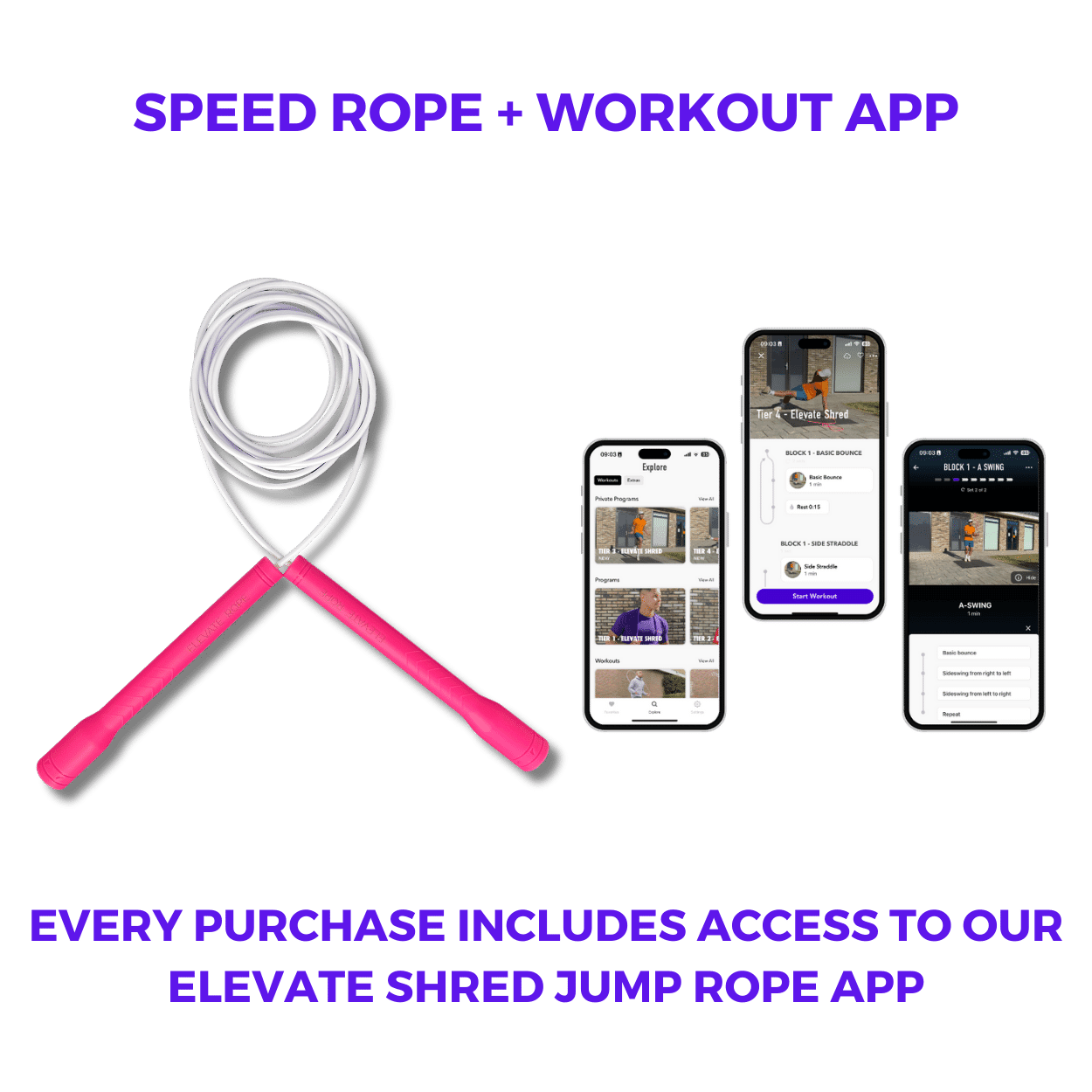 Long Handle Jump Rope (Pink Lake) - Elevate Rope