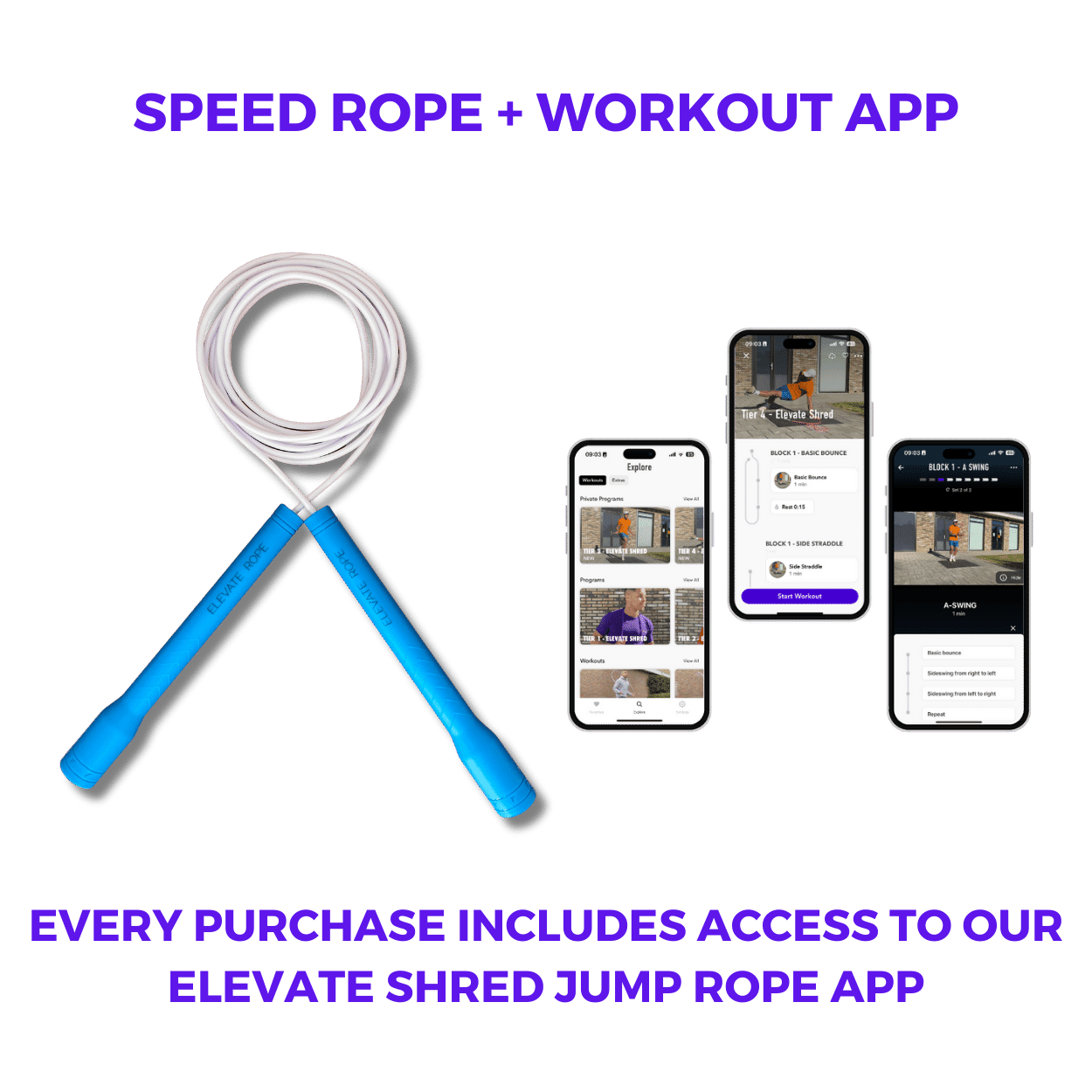 Long Handle Jump Rope (Deep Ocean) - Elevate Rope