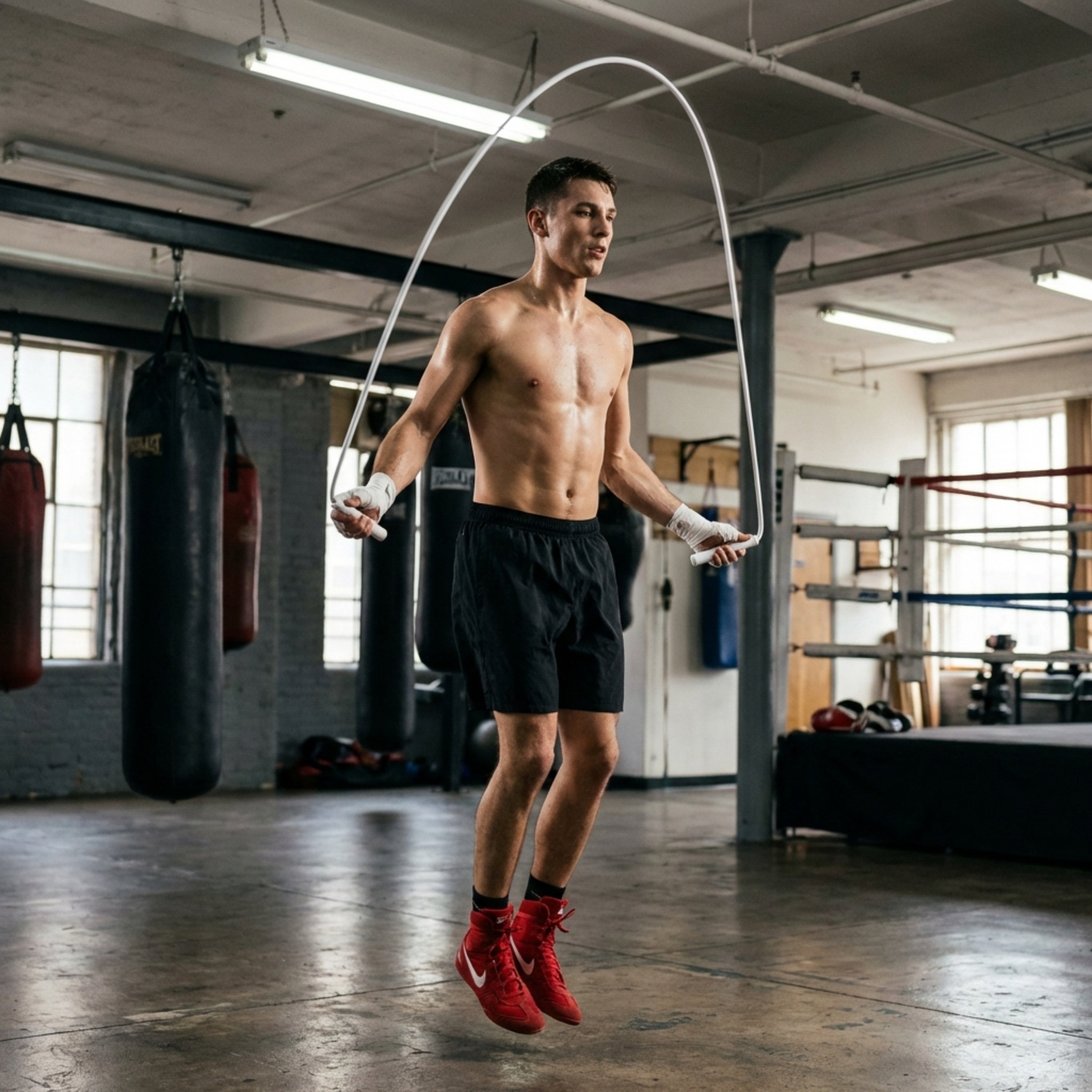 Influencer jumping with Titan rope