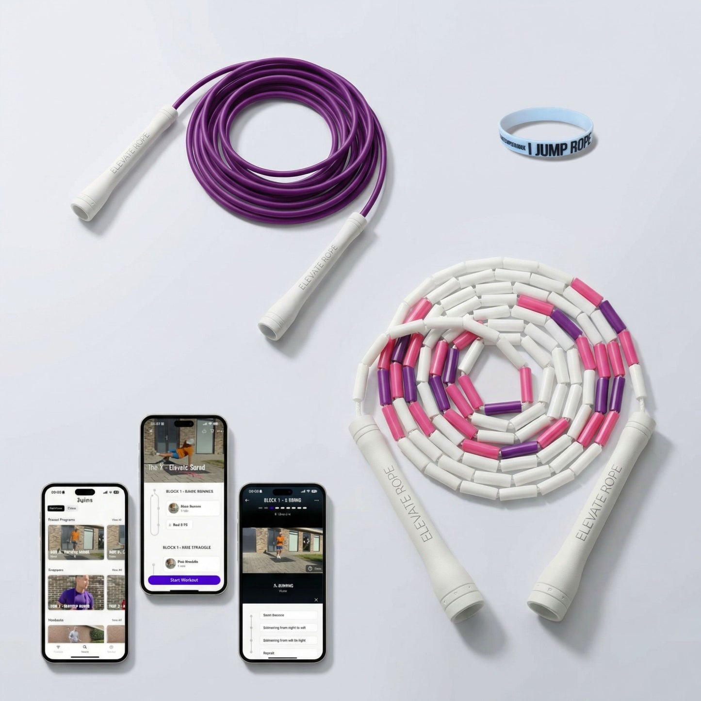 Ascent Jump Rope Starter Bundle – 2 Ropes + Band + App